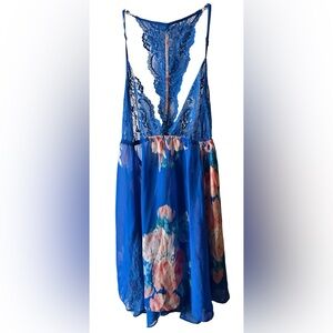 In Bloom by Jonquil Blue Sheer Floral Lace Night Gown, CB78